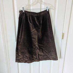 Chocolate Dark Brown A-Line Skirt with Polka Dots